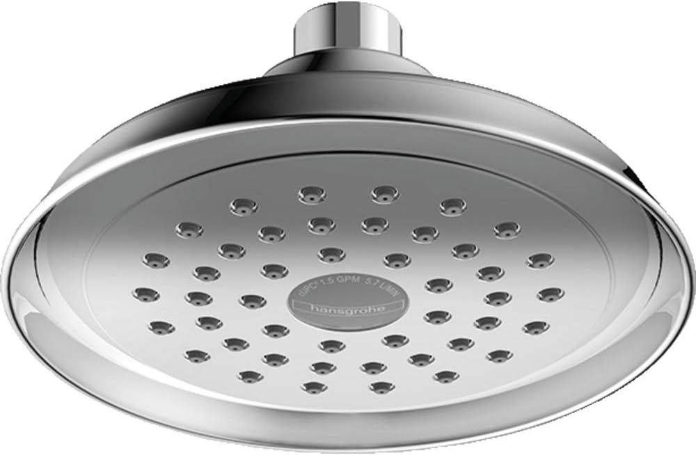 hansgrohe Joleena 04780000 – Cabezal de ducha de transición de 6 pulgadas, 1 pulverizador completo con QuickClean en cromo, 04780000