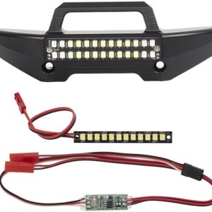 REHOC Parachoques delantero de metal con barra de luz LED trasera delantera impermeable para 110 RC Car Upgrade Parts Accesorios REHOC Parachoques delantero de metal con barra de luz LED trasera delantera impermeable para 110 RC Car Upgrade Parts Accesorios