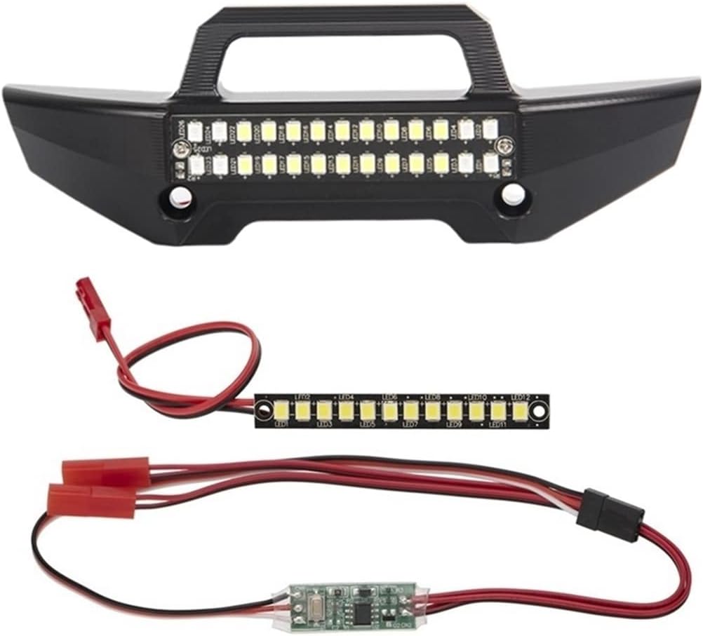 REHOC Parachoques delantero de metal con barra de luz LED trasera delantera impermeable para 110 RC Car Upgrade Parts Accesorios