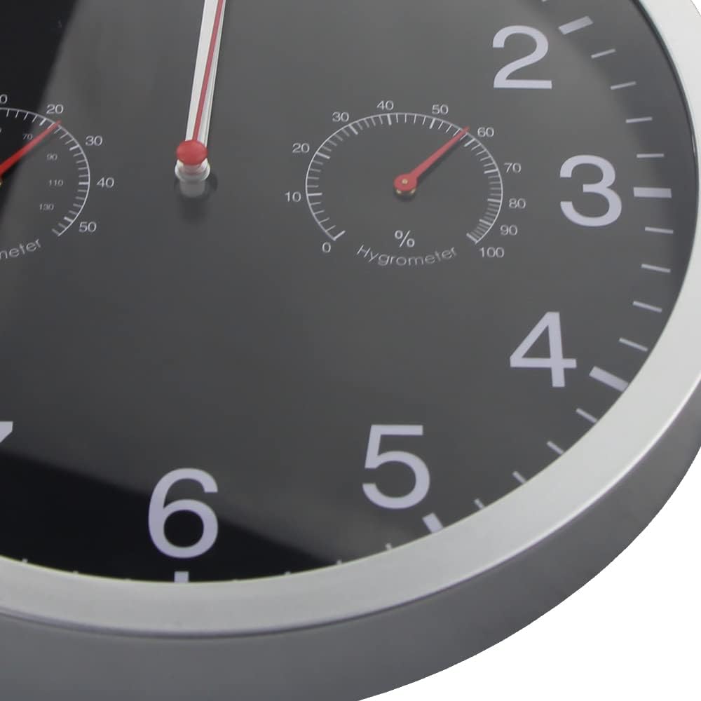 Reloj de pared silencioso de 10 pulgadas, funciona con pilas, movimiento de barrido, cubierta de vidrio, marco de aluminio plateado, para cocina,
