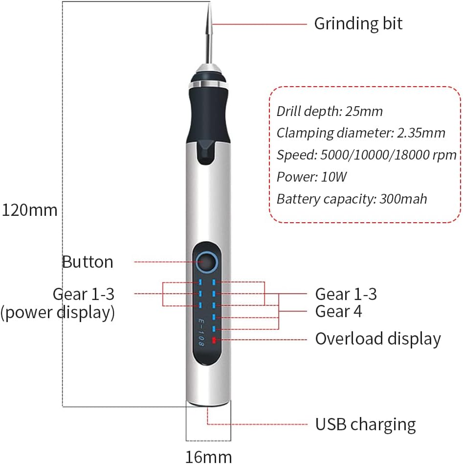 Máquina de grabado inalámbrica con 35 bits, grabador recargable por USB, bolígrafo de grabado giratorio portátil para tallar joyas, vidrio, piedra,