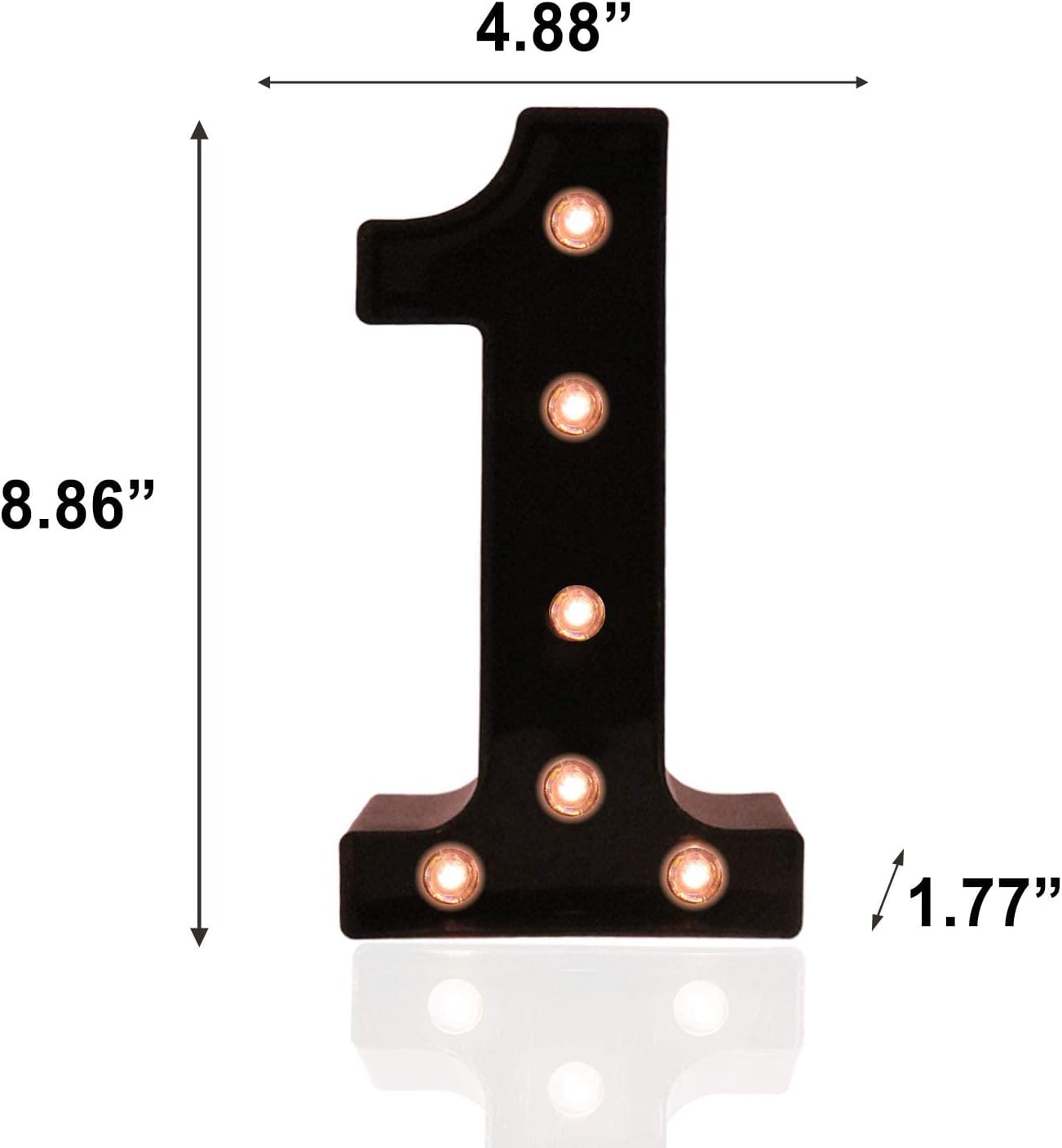 Letrero de número de marquesina del alfabeto negro con luces LED para luz nocturna, hogar, bar, Navidad, fiesta de cumpleaños, boda, decoración 1