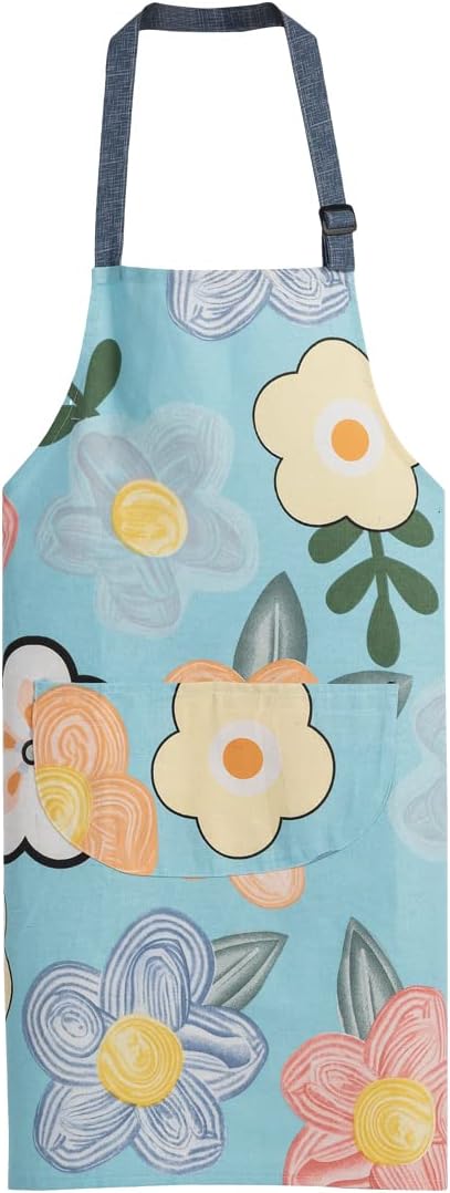 Tskijun Delantal de cocina, delantal de cocina, hermoso delantal para el hogar con bolsillo grande para adultos