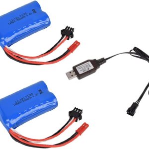 2 unids 6.4 V 500 mAh JST y SM3P doble enchufe batería de litio con cable de carga USB para WLtoys 18401 18402 control remoto de alta velocidad RC 2 unids 6.4 V 500 mAh JST y SM3P doble enchufe batería de litio con cable de carga USB para WLtoys 18401 18402 control remoto de alta velocidad RC