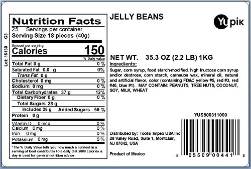 Yupik Jelly Beans, 2.2 libras, caramelo clásico, paquete de 1