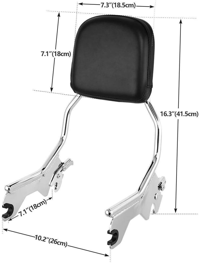 TCMT Respaldo vertical de barra Sissy estándar con kit de accesorios de acoplamiento para Harley Heritage Classic FLHC Street Bob FXBB 2018-2023