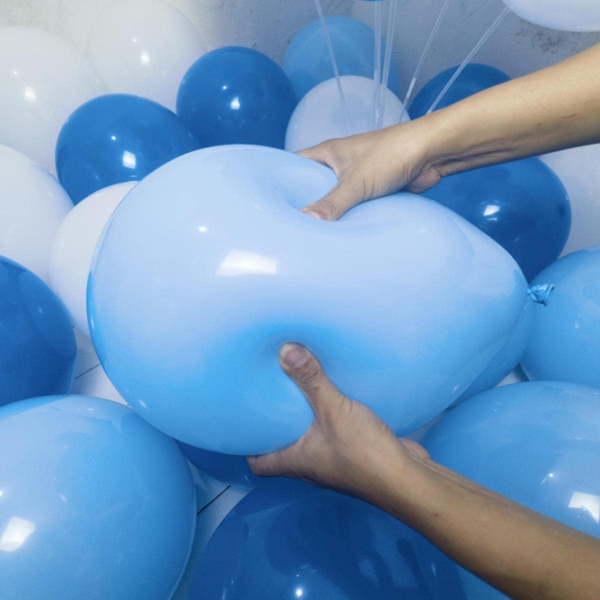 Paquete de 300 globos azules y blancos, globos de látex blanco azul claro de 12 pulgadas, 100 de cada color, suministros de decoración de globos de