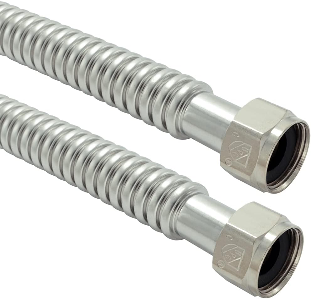 Conector de calentador de agua corrugado de acero inoxidable flexible para calentador de agua, suavizador de agua, 34 pulgadas FIP x 34 pulgadas