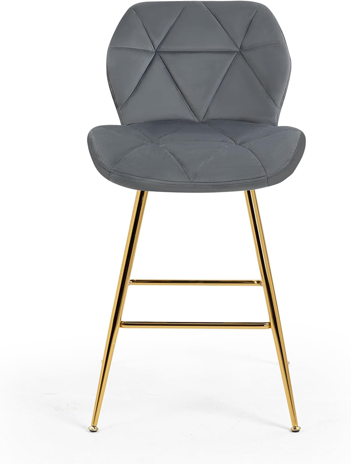 ZJhome Juego de 4 taburetes de bar modernos de terciopelo de 24 pulgadas, taburetes de bar de altura de encimera con reposapiés y patas doradas para