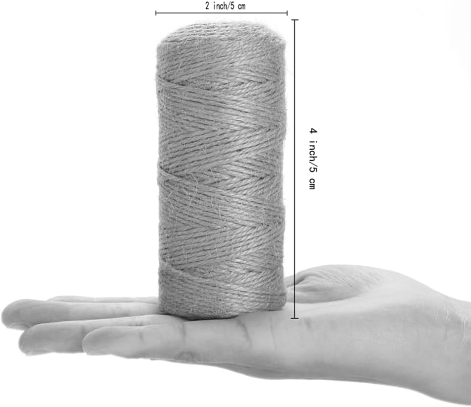 Cuerda de cáñamo de yute  656 pies 0.079 in 3 capas de arpillera natural para manualidades, decoración, agrupación, embalaje, regalos, obras de