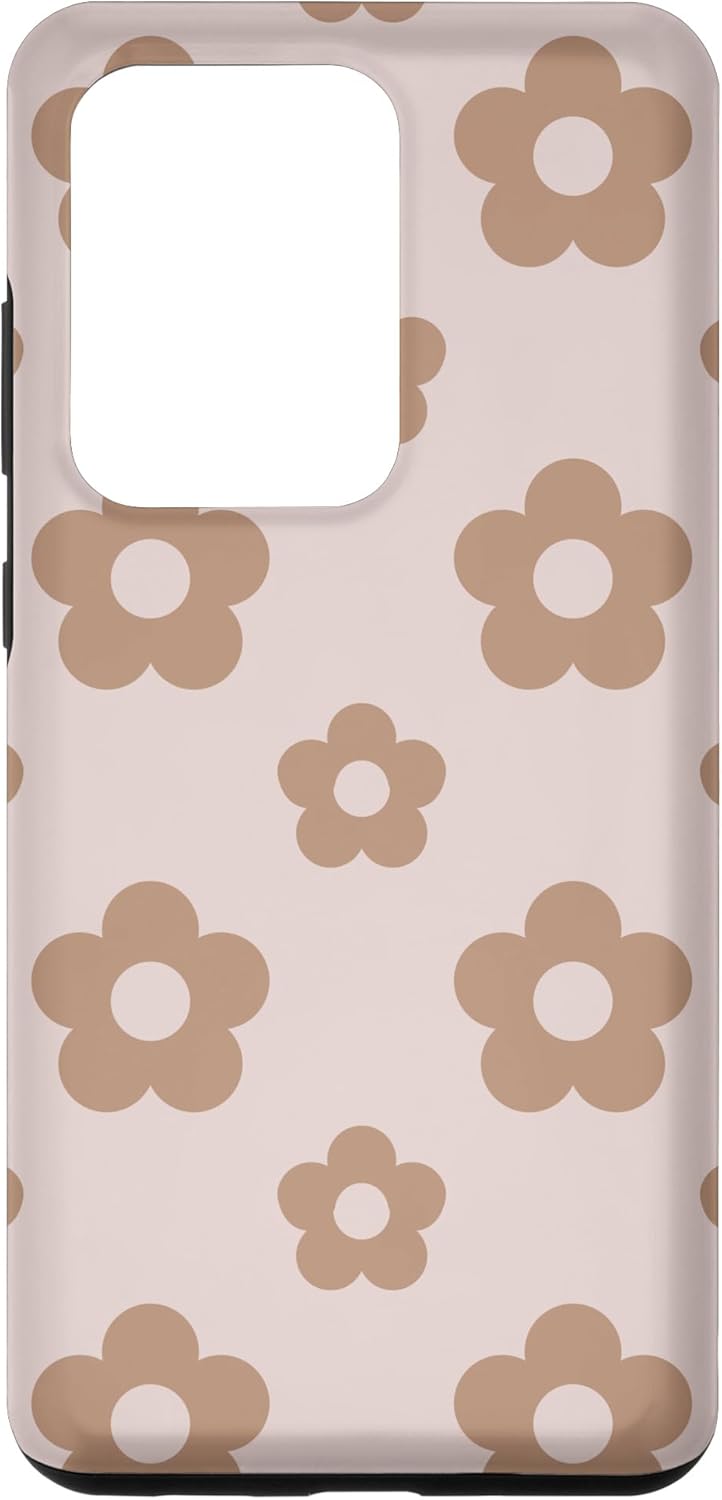 Galaxy S20 Ultra Daisy Hippie Flowers Lindo Beige Claro Marrón Floral Estética Funda