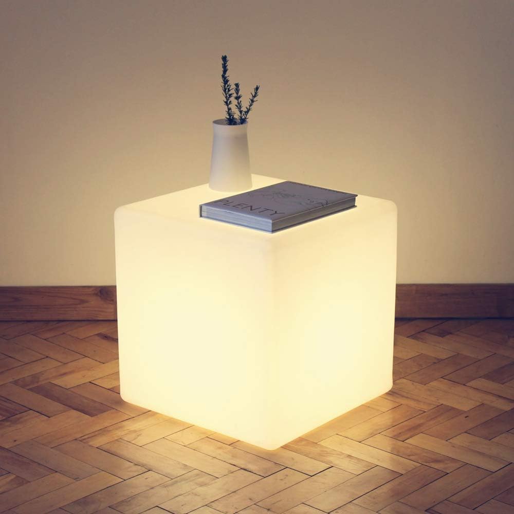COPU Cubo de luz LED RGB de 20 pulgadas, luces LED que cambian de color, asiento de cubo LED ultra resistente, mesa de cubo LED para decoración de