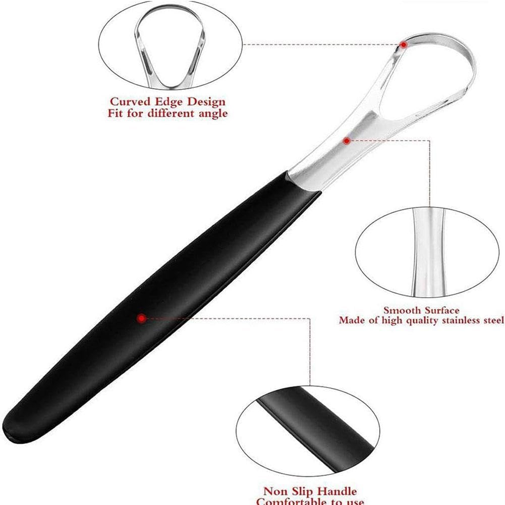 Cepillos limpiadores de lengua, raspador de lengua, raspadores de lengua de acero inoxidable, raspador de lengua portátil que reduce el mal aliento