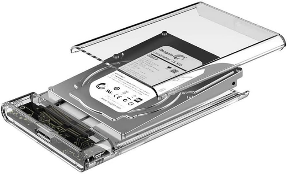 Tianle Carcasa para disco duro de 2.5 pulgadas, SATA a USB 3.1 6 Gbps, caja transparente para disco duro externo sin herramientas, compatible con