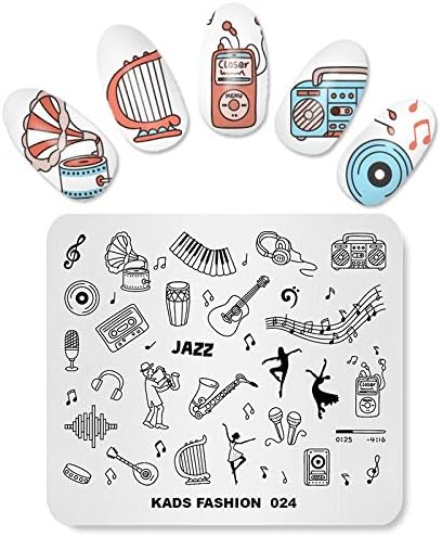 KADS Nail Art Image Stamping Plates Guitar Pattern Music Fashion Image Plates DIY Plantilla de manicura (FA024)