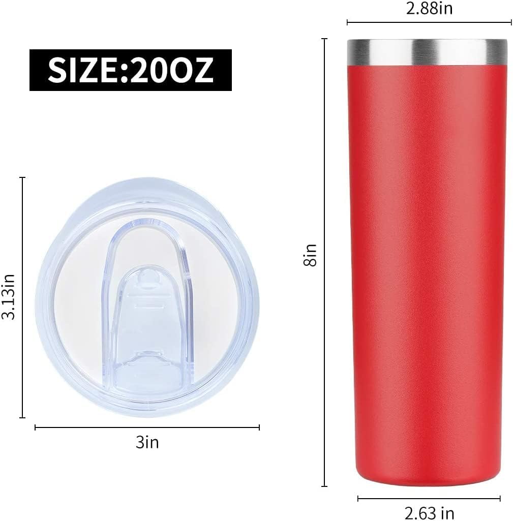 HALSE OUTFITTERS – Juego de vasos delgados de 20 onzas a granel, vasos delgados aislados de acero inoxidable con tapas, tazas de café reutilizables