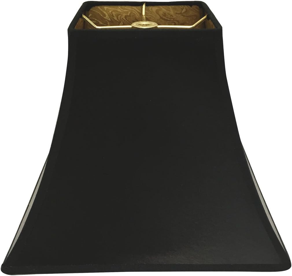 Royal diseños cuadrado negro Bell Hardback lámpara de techo, con forro de PONYHAIR Oro