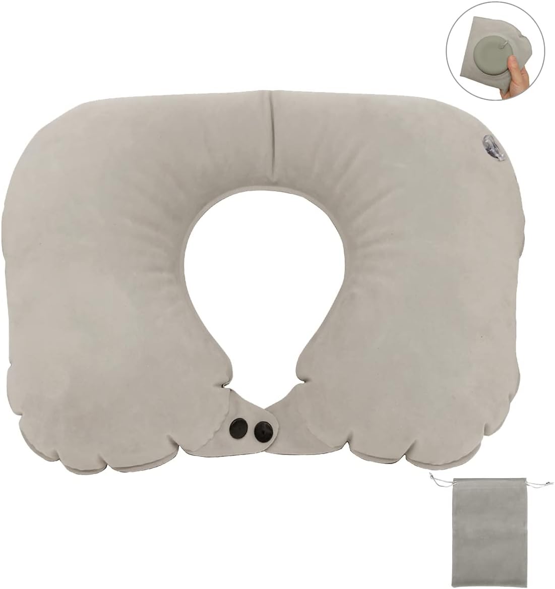 Almohada de viaje, almohada inflable automática en forma de U, cómoda y de apoyo, protector de cabeza y cuello para viajes, avión, oficina,