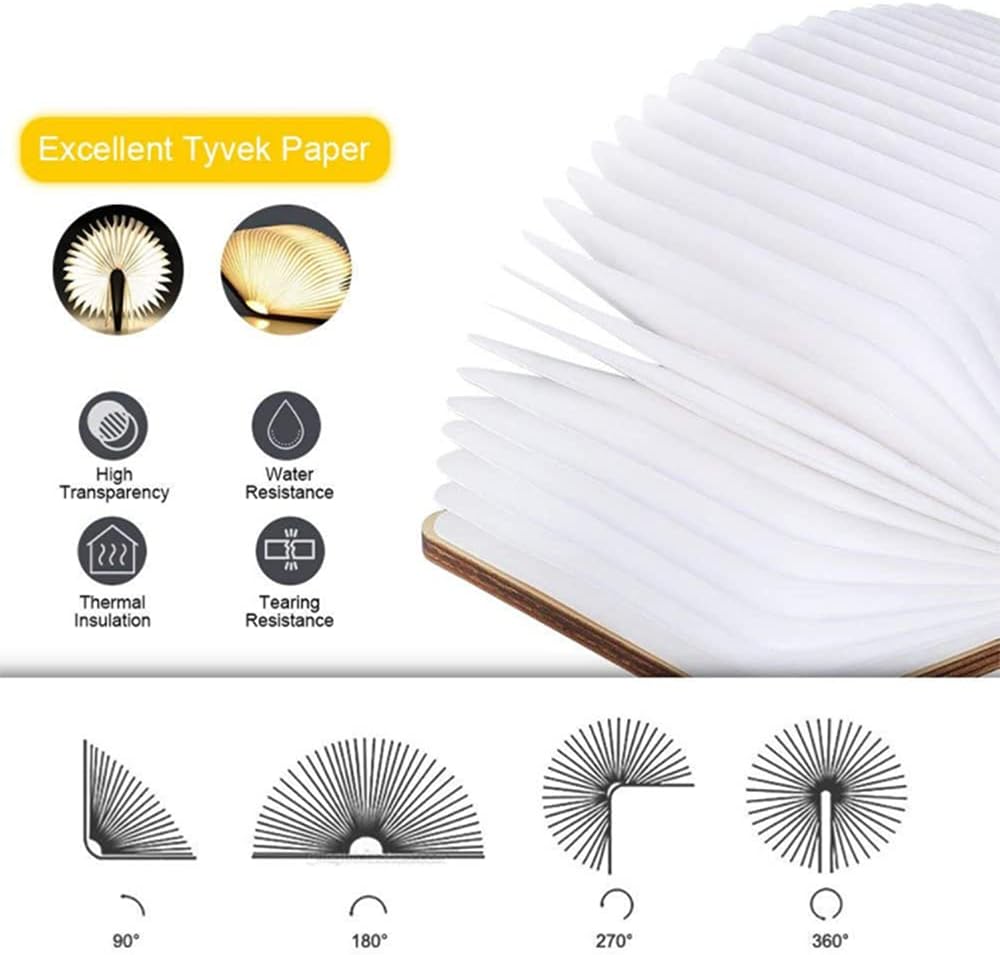 Lámpara de libro plegable novedad lámpara de mesa de madera portátil luz de escritorio LED linterna de papel con USB recargable para regalo