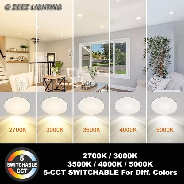 Iluminación  9 W 4 pulgadas (OD 4.75 pulgadas  ID 4 pulgadas) seleccionable 5CCT LED empotrable bombilla delgada lámpara con caja de conexiones ETL