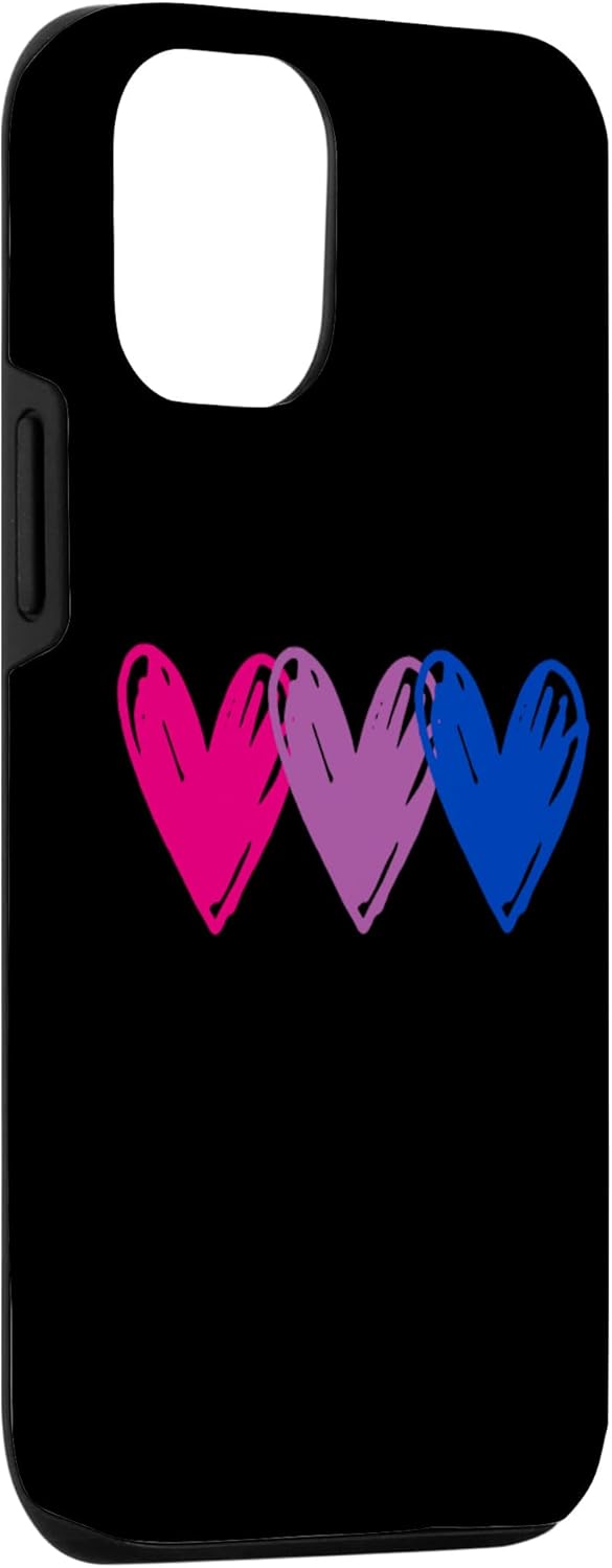 Funda bisexual para iPhone 13 Pro con corazones de bandera sexual LGBTQ Pride