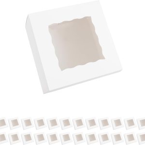 25 cajas blancas de panadería con ventana, cajas de galletas de 6 x 6 x 4 pulgadas, cajas pequeñas para pasteles con ventana, cajas de golosinas 25 cajas blancas de panadería con ventana, cajas de galletas de 6 x 6 x 4 pulgadas, cajas pequeñas para pasteles con ventana, cajas de golosinas