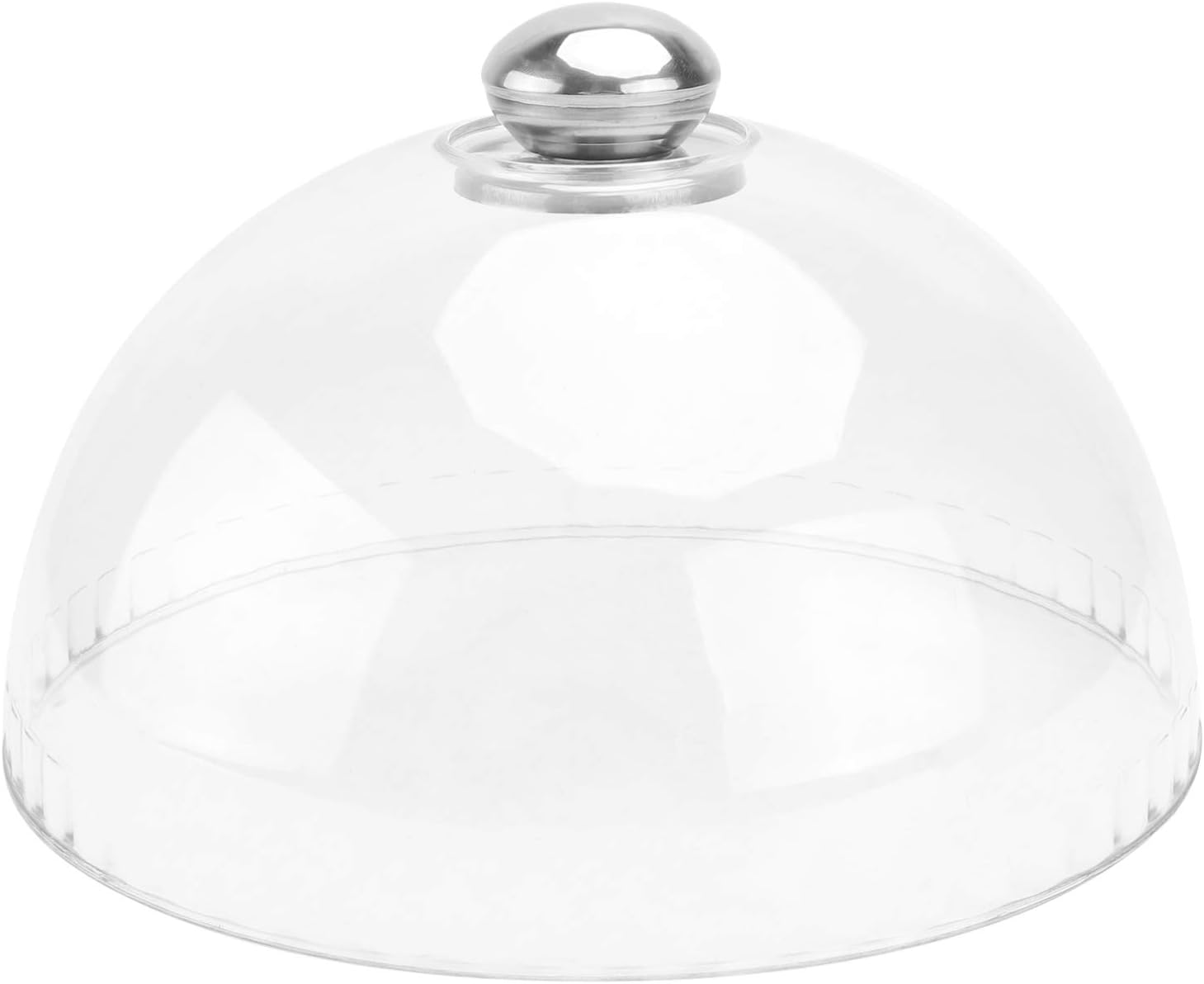 Zerodeko Cubierta redonda transparente para alimentos, cúpula transparente para pasteles, material PS duradero con mango de acero inoxidable,