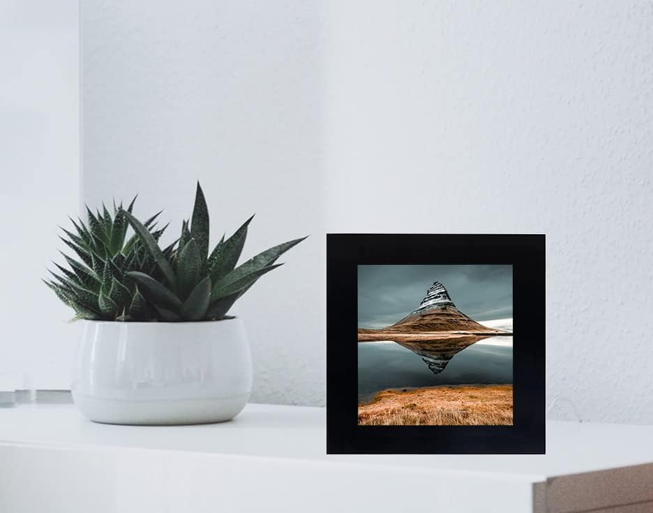 LEKAIYA Juego de 2 marcos de fotos negros de 4 x 4, marco cuadrado de madera maciza para montaje en mesa o pared
