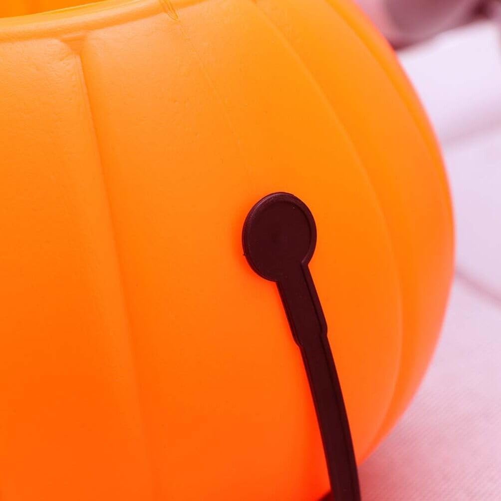Abaodam Cubo de calabaza de Halloween portátil para dulce o truco, cubo de almacenamiento de caramelos Jack O Lantern, cubo de plástico para dulces