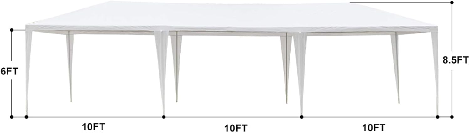Homgrace Tienda de campaña con dosel de 10 x 30 pies, carpa para fiesta de boda al aire libre, kiosco, resistente, 5 paredes extraíbles (10 x 30