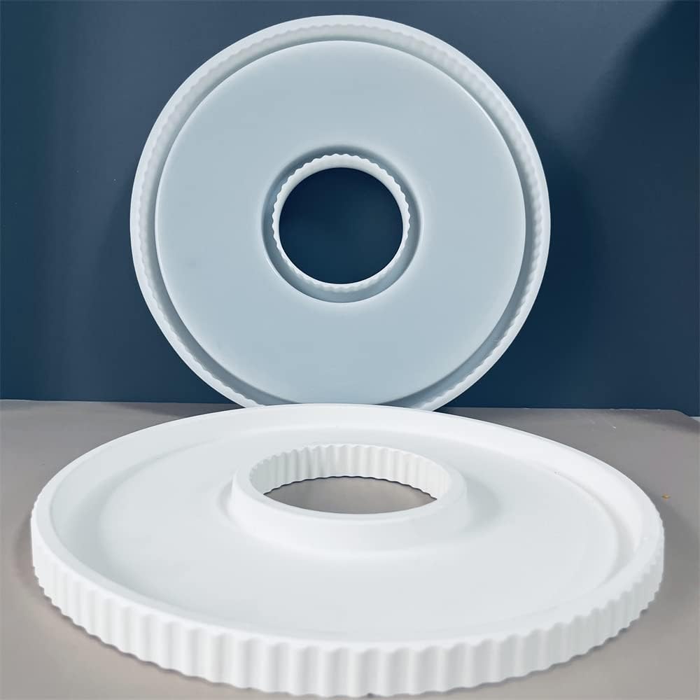 Silicone Molds Tray, Round Plate Silicone Casting Mould Tray with Grooves, Decorative Tray Moulds for Resin, Resin Moulds, Concrete Moulds (30 x 2