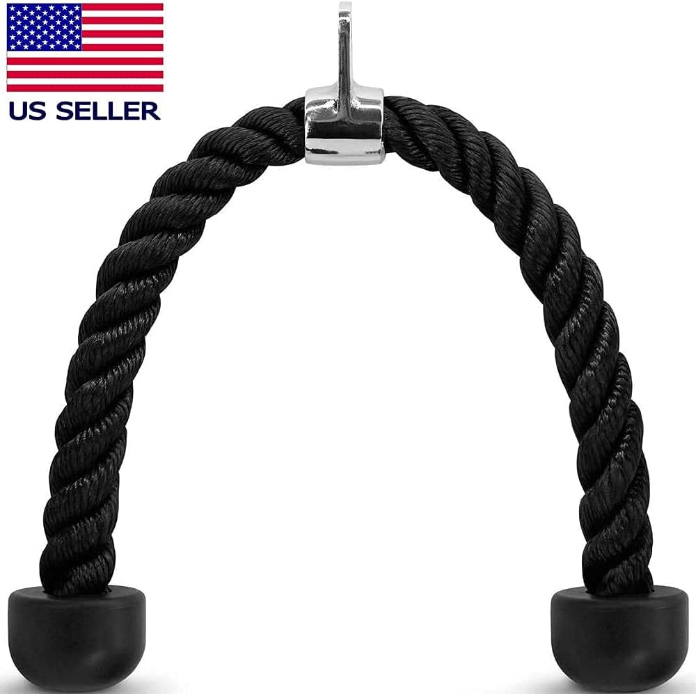 FITNESS MANIAC Máquina de accesorios de gimnasio en casa, cuerda de tríceps de doble extremo, asas de agarre de goma, accesorios de barra de barra,