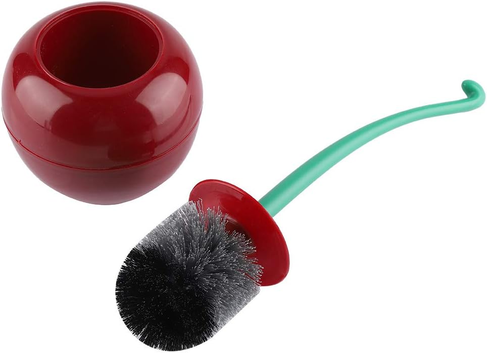Juego de portaescobillas de inodoro, cepillo Toliet con soporte de pie Cereza – Herramienta de baño de inodoro en forma de lavabo (rojo)
