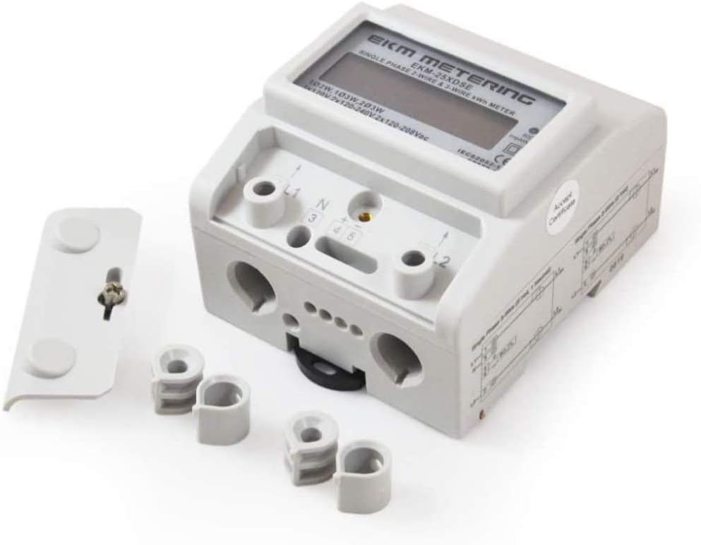 Kit de medidor eléctrico de kWh y caja interior – Medidor de energía de 23 cables, monofásico, 120 V hasta 120240 V de paso de kWh con kit de