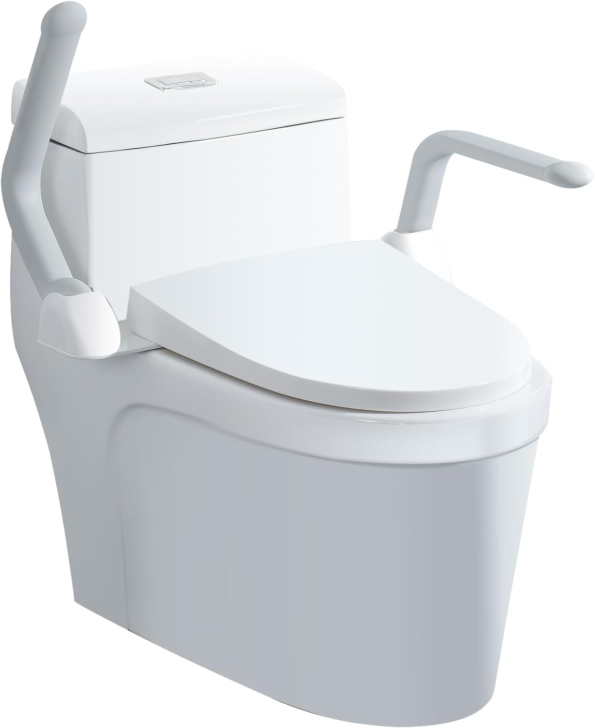 Rieles de seguridad para inodoro, marco de seguridad para inodoro con reposabrazos antideslizante abatible, se adapta a baño compacto, rieles de