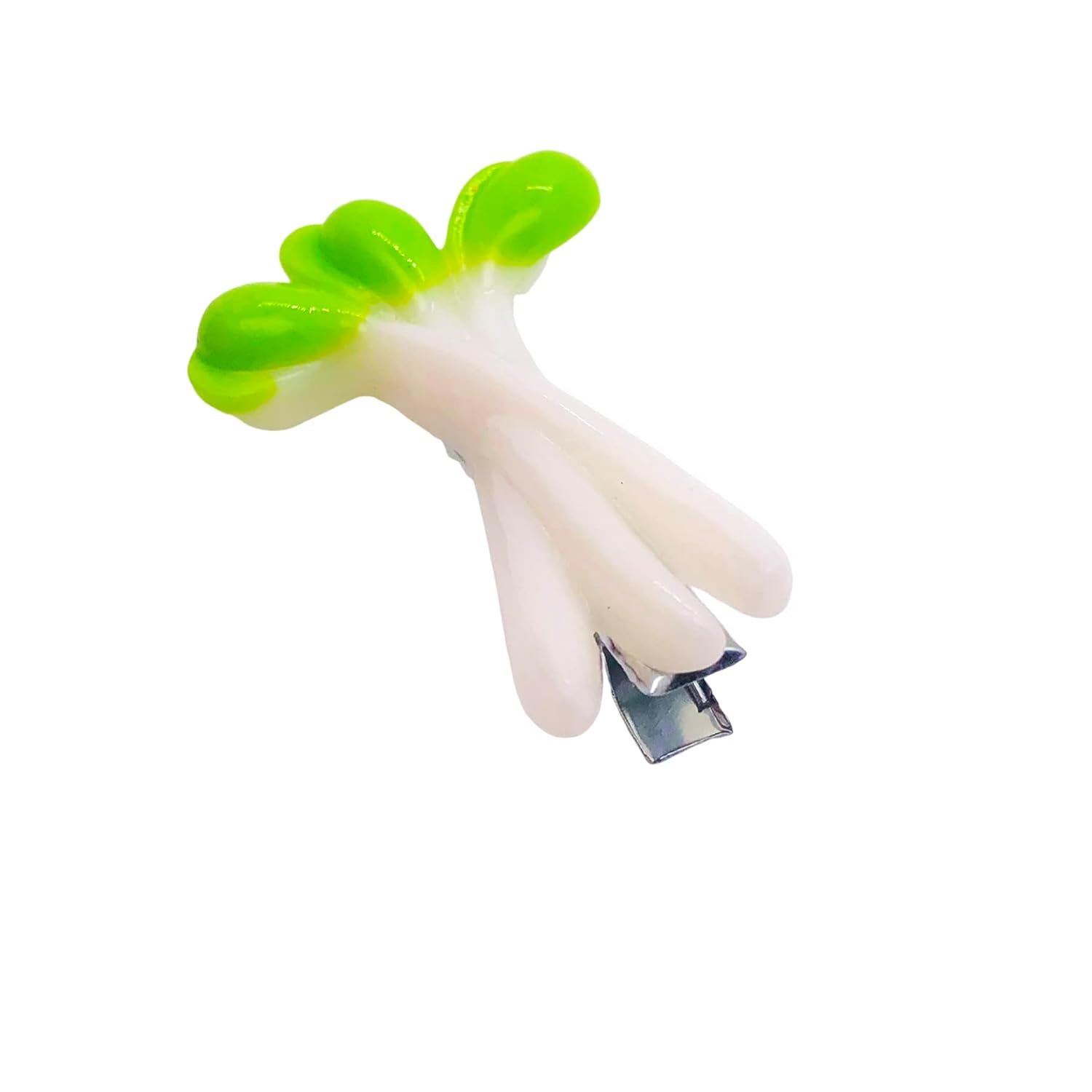 2 pinzas para el cabello de simulación de brotes de frijoles verdes, divertidos clips de flequillo lateral, accesorios para el cabello para mujeres