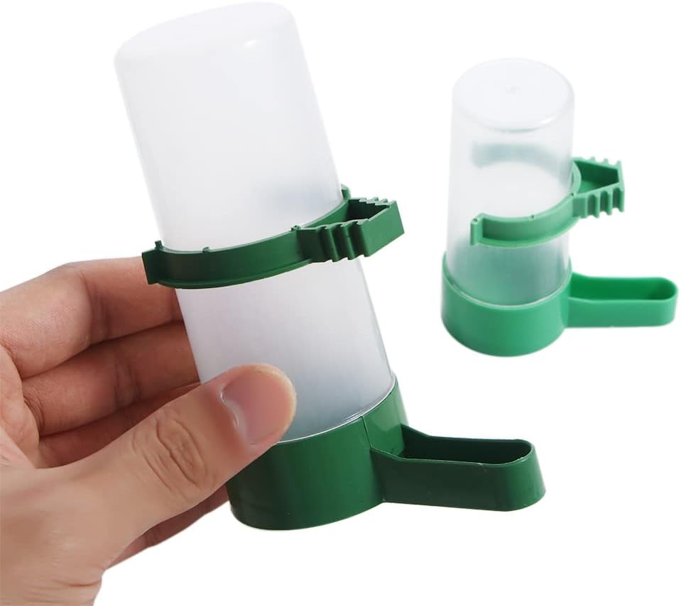 1 bebedor de agua para pájaros, comedero de plástico para pájaros, dispensador automático de alimentos para loros Budgie (M-bebedor)