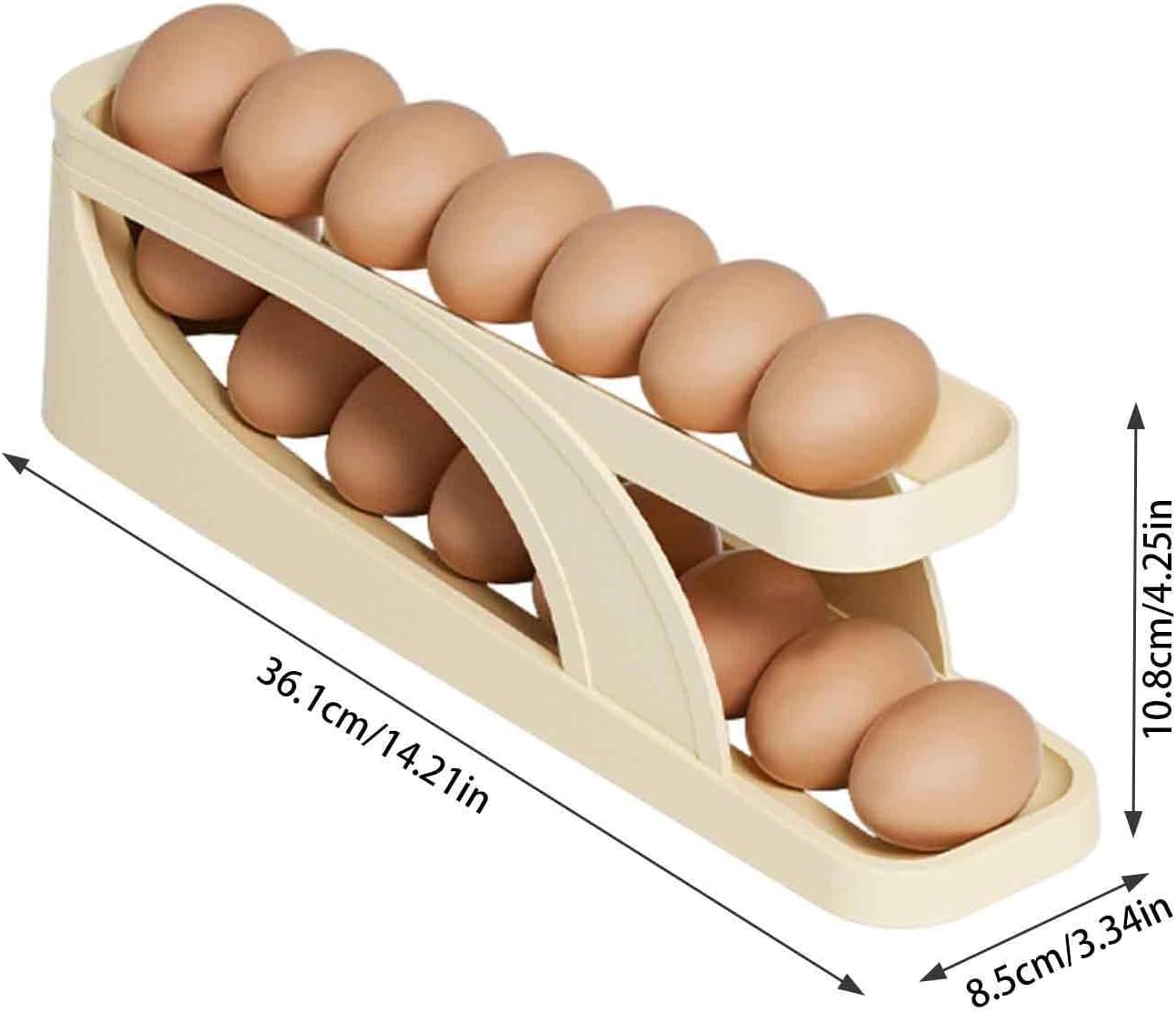 Bandeja rodante para huevos para nevera, bandeja de huevos enrollable para 12-14 huevos, soporte dispensador de huevos para encimera de cocina,