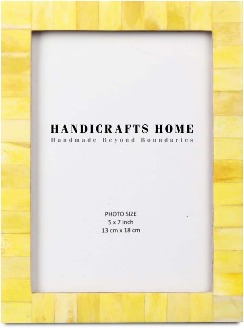 Armazón para fotos de madera desgastada, vintage, artesanía, hecho a mano, natural, clásico, tamaño 4×6 5×7 pulgadas, Amarillo, 5×7