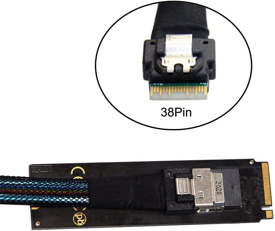 Xiwai NGFF M-Key NVME a SFF-8654 Adaptador de tarjeta SAS Slimline y U.2 U2 SFF-8639 NVME PCIe SSD Cable para placa base SSD