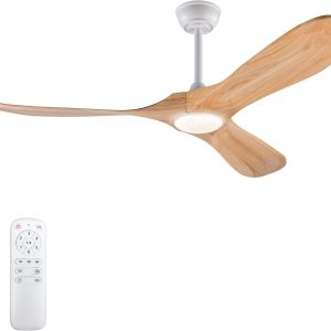 BOOMJOY Ventilador de techo de madera de 52 pulgadas con control remoto de luces, 3 temperaturas de color y cuchillas reversibles de 6 velocidades, BOOMJOY Ventilador de techo de madera de 52 pulgadas con control remoto de luces, 3 temperaturas de color y cuchillas reversibles de 6 velocidades,