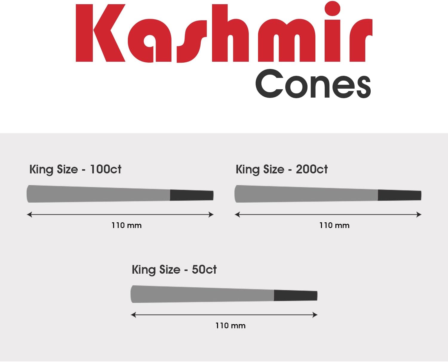 Kashmir Cones Rolling Paper King – Papeles de liar – Conos orgánicos con puntas preenrollados conos preenrollados tamaño King 50 unidades