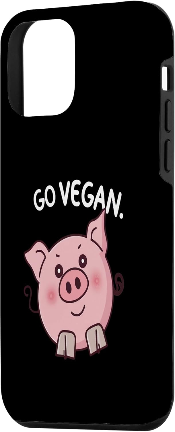 iPhone 12 mini go vegan funny pig typography illustration veggies Case