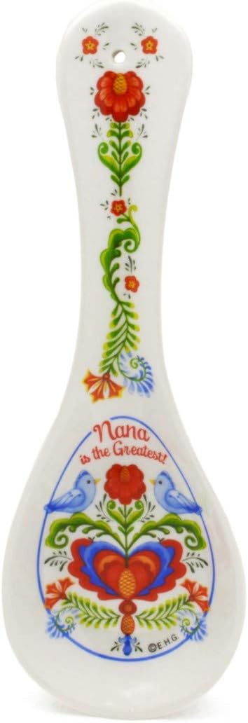 Cuchara decorativa de cerámica para cocina de E.H.G  Birds Artwork “Nana is the Greatest”