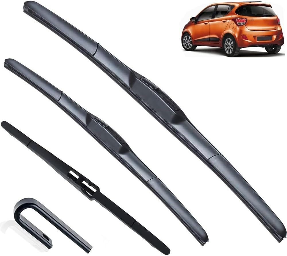Juego de limpiaparabrisas delantero y trasero compatible con Hyundai i10 MK2 2013-2018 parabrisas parabrisas ventana lluvia cepillos de 22 pulgadas,