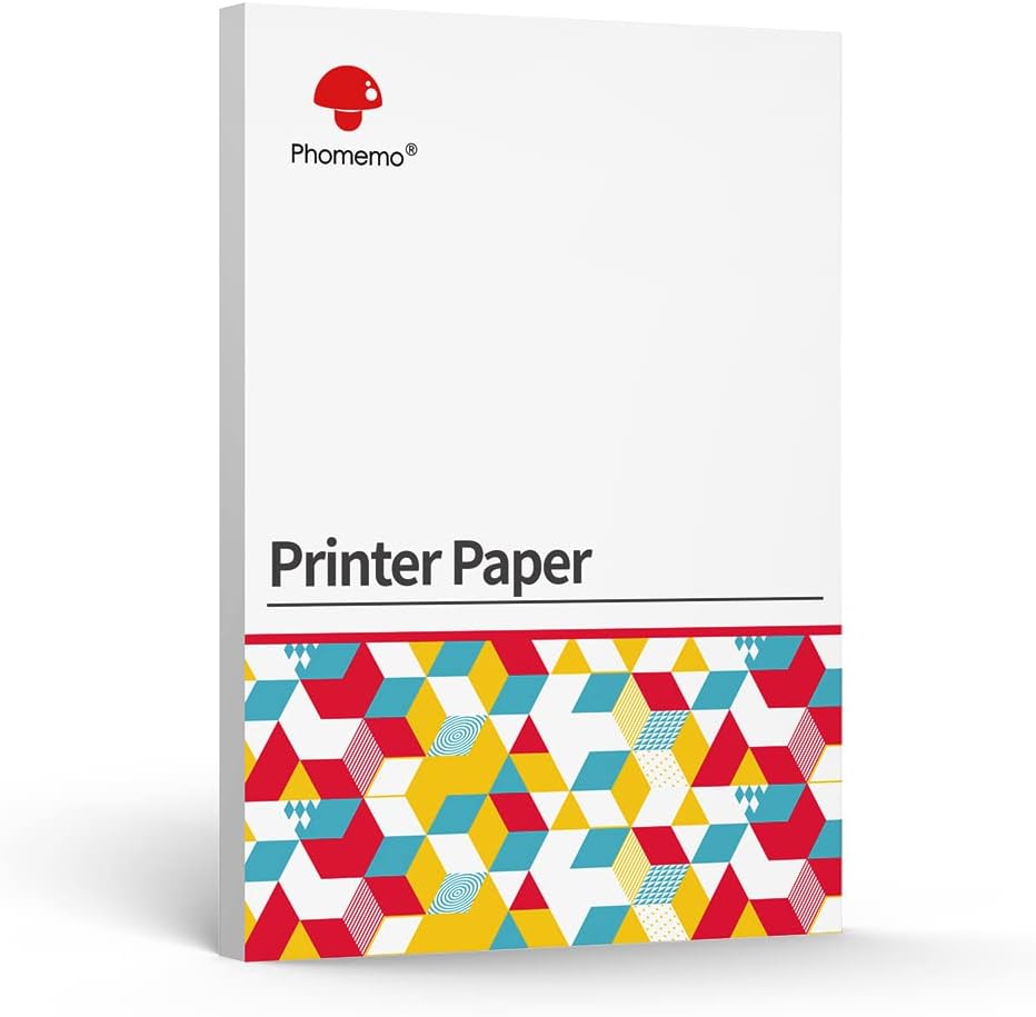 Phomemo M08F – Impresora portátil + papel térmico A4, 200 piezas, impresora Bluetooth inalámbrica para el hogar, negocios, M08F-A4, impresora