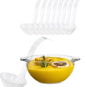 Party Bargains 8 unidades Cucharón de plástico desechable transparente, utensilios de cocina de alta resistencia para sopa, papilla, caldo, salsa, Party Bargains 8 unidades Cucharón de plástico desechable transparente, utensilios de cocina de alta resistencia para sopa, papilla, caldo, salsa,