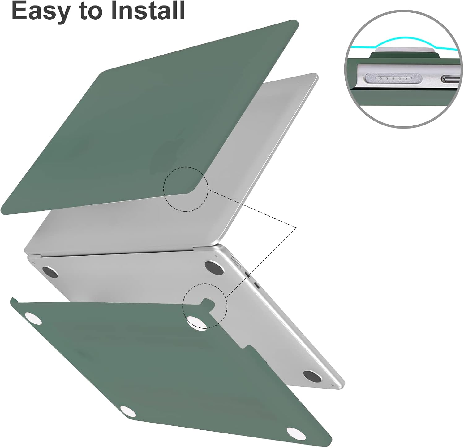 EooCoo Funda compatible con MacBook Air de 15 pulgadas versión 2024 2023, pantalla de retina líquida con chip A2941 M2 y Touch ID, carcasa rígida de