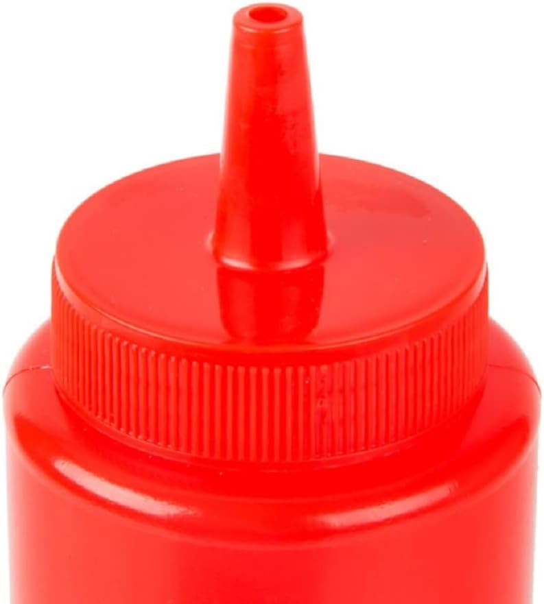 -Juego de 12 botellas dispensadoras de condimentos exprimibles de 8 onzas rojas- Botella de plástico para salsas para untar, salsa de tomate y