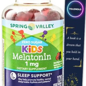 Zero Sugar Kids – Suplemento dietético de melatonina para dormir Spring Valley, gomitas de frambuesa y mora, 1 mg, 120 unidades y marcapáginas de Zero Sugar Kids – Suplemento dietético de melatonina para dormir Spring Valley, gomitas de frambuesa y mora, 1 mg, 120 unidades y marcapáginas de